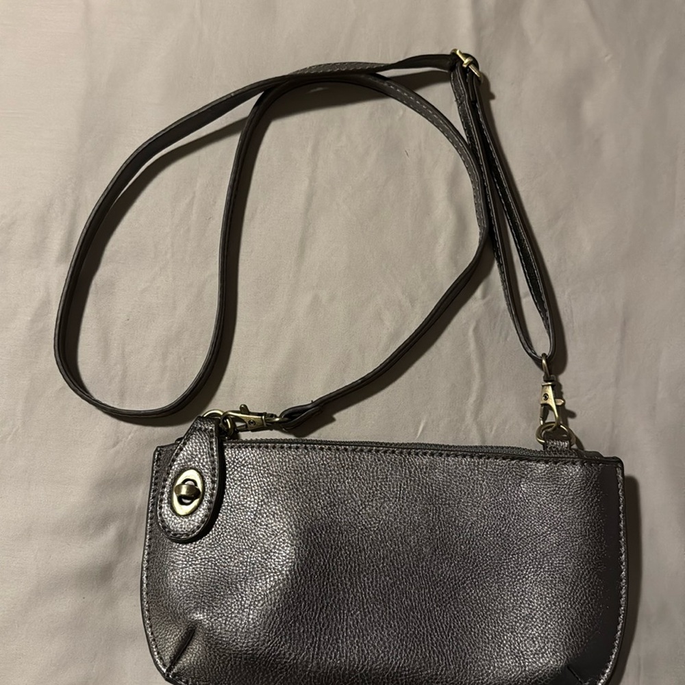 Joy Susan Women's Metallic Gray Purse Mini Crossbody Clutch Handbag